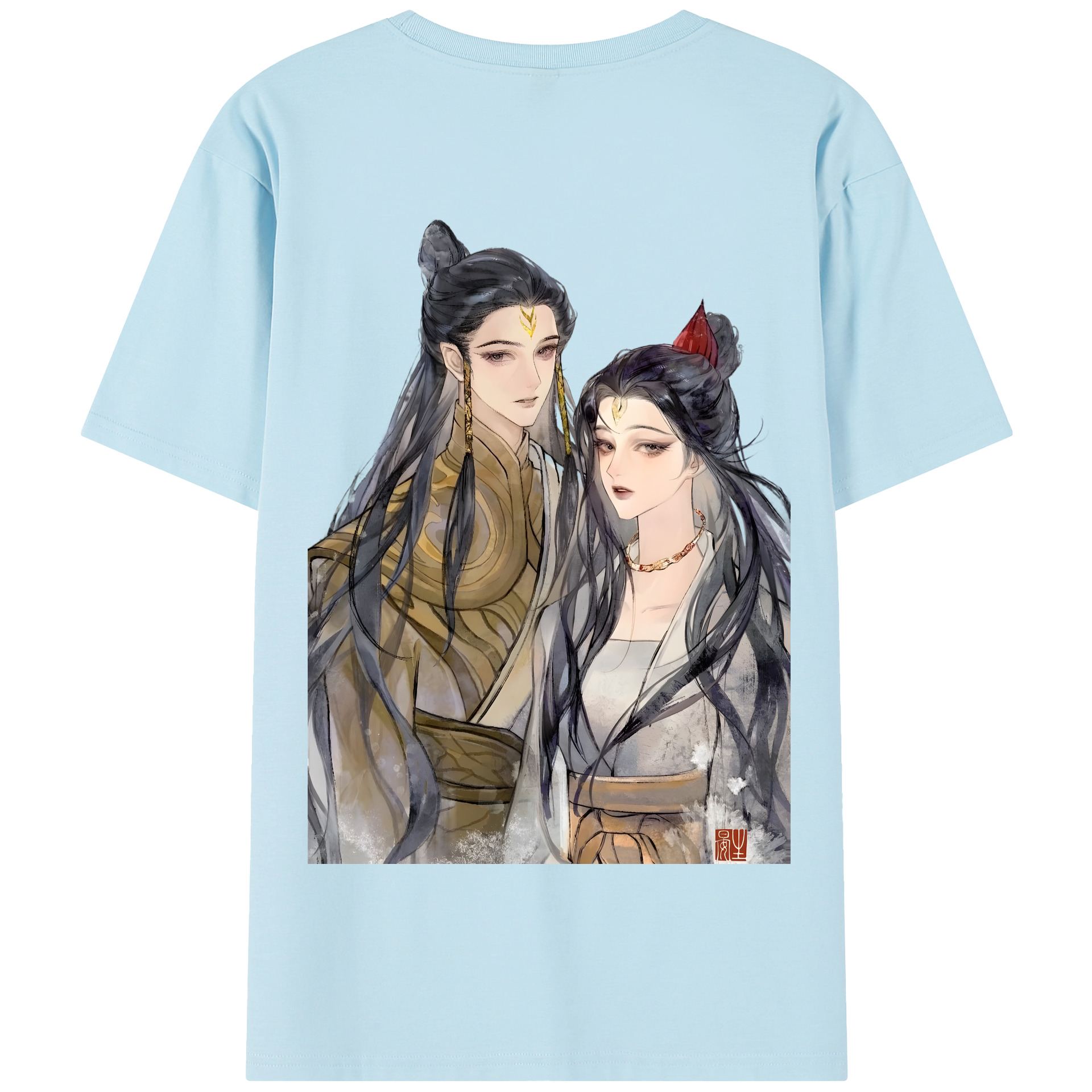 （画像用） Ne Zha 2 ナタ 魔童の大暴れ 綿100％半袖Tシャツ（背面プリント）